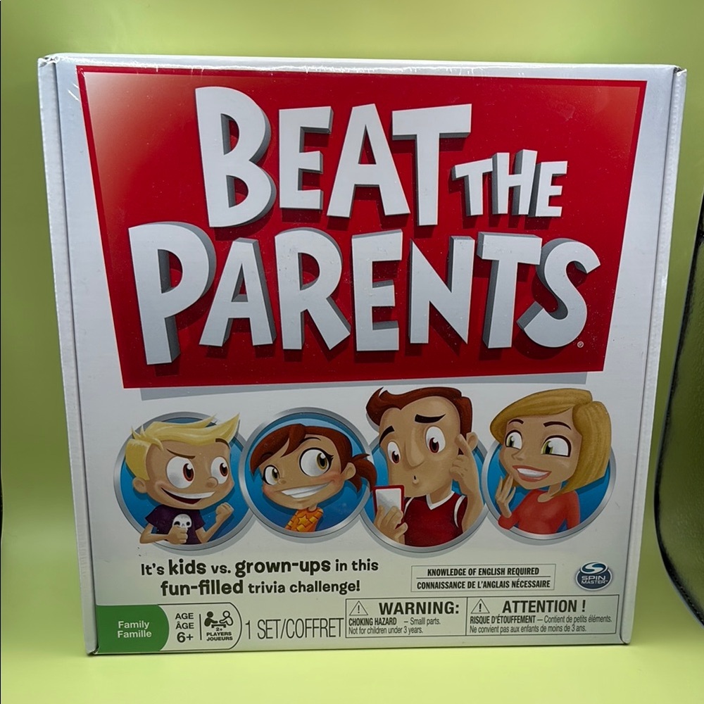 *3 for $15 item* Spin Masters Beat the Parents Trivia Game - Red and White